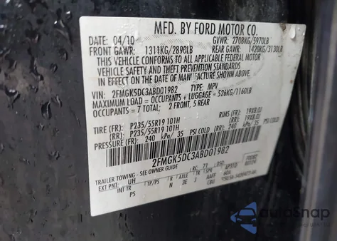 2010 Ford Flex Limited z USA, uszkodzony, nr VIN 2FMGK5DC3ABD01982